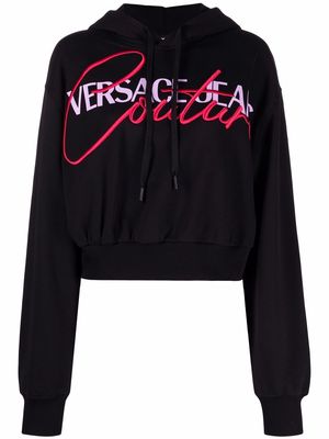 Versace Jeans Couture embroidered-logo drawstring hoodie - Black