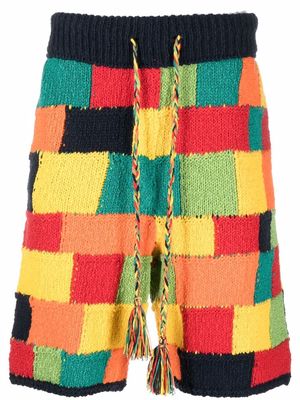 Alanui patchwork knitted shorts - Yellow