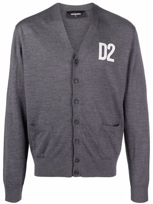 Dsquared2 embroidered-logo wool cardigan - Grey