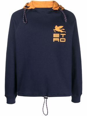 ETRO Pegaso logo-print hoodie - Blue