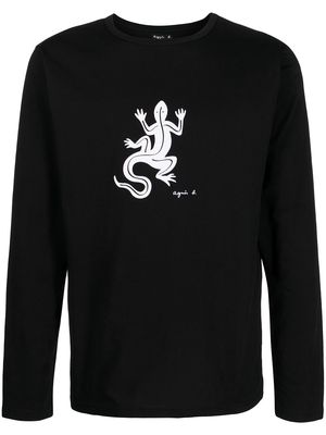 agnès b. Coulos lizard-print T-shirt - Black