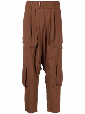 Nº21 high-waisted cropped trousers - Brown