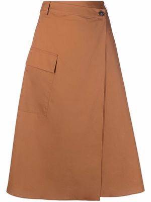 Woolrich poplin A-line midi skirt - Brown