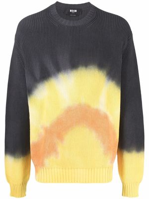 MSGM tie-dye print cotton sweater - Yellow