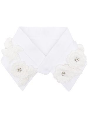 Dice Kayek floral-appliqué cotton collar - White