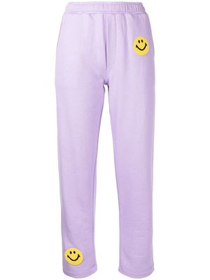 Joshua Sanders smiley face print track pants - Purple