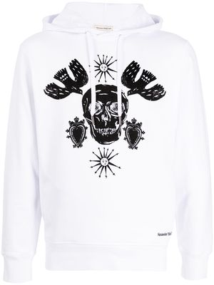 Alexander McQueen graphic-print drawstring hoodie - White