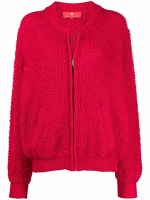 AMI AMALIA chunky-knit silk-blend cardigan - Red