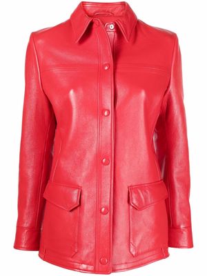 Ferrari pointed-collar button-up leather jacket - Red