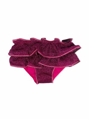 Oseree Kids glittered ruffled bikini briefs - Pink