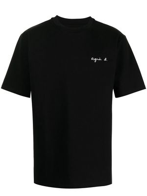 agnès b. logo-embroidered cotton T-shirt - Black