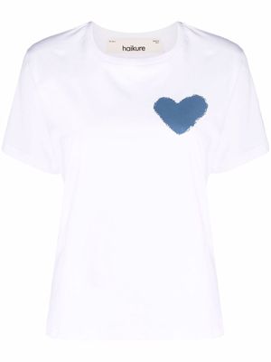 Haikure heart-print fitted T-shirt - White