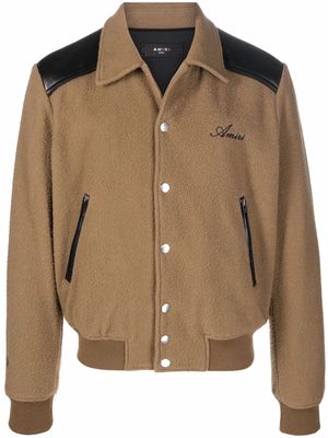 AMIRI leather-panelled wool bomber jacket - Neutrals