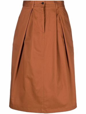 Société Anonyme pleat-detail A-line skirt - Orange