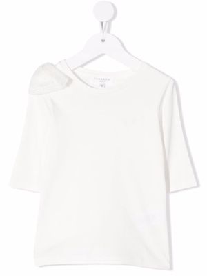 Charabia ruffled-detail T-shirt - White