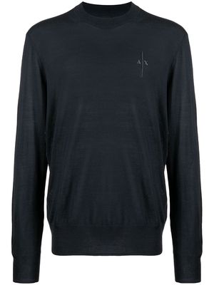 Armani Exchange logo-print crew neck sweatshirt - Blue