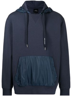 Armani Exchange long-sleeved drawstring hoodie - Blue