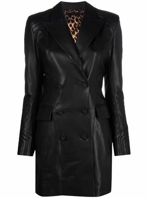 Philipp Plein fitted leather coat - Black
