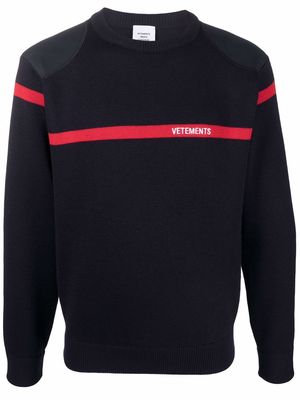 VETEMENTS logo-embroidered merino sweater - Blue