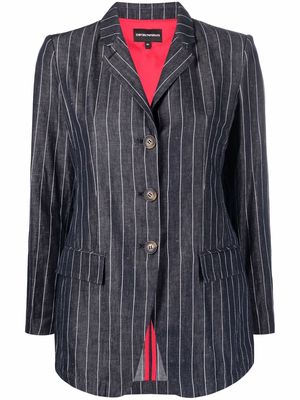 Emporio Armani striped single-breasted blazer - Blue