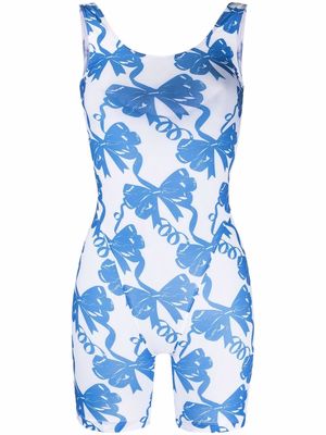 Maisie Wilen bow-print sleeveless playsuit - Blue