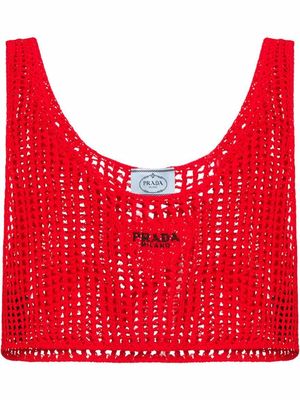 Prada open-knit crop top - Red
