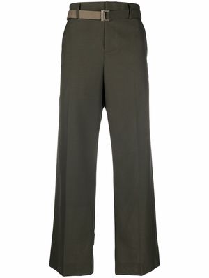 sacai tailored belted waist trousers - Green