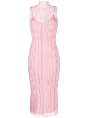 Hervé Léger plissé-detail knitted dress - Pink