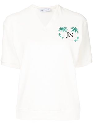 Joshua Sanders logo-embroidered V-neck T-shirt - White