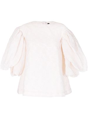 Simone Rocha puff-sleeve cloqué blouse - Pink
