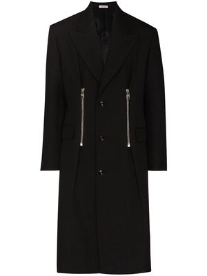 Alexander McQueen zip detail single-breasted coat - Black