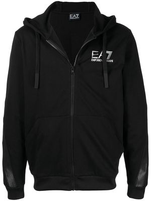 Ea7 Emporio Armani zip-up logo-print hoodie - Black