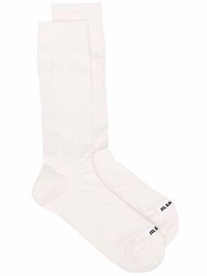 Jil Sander logo embroidered socks - White