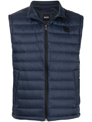 BOSS logo-patch quilted gillet - Blue