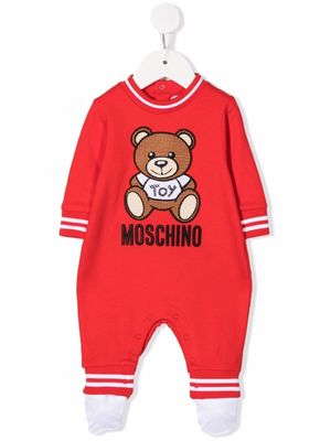Moschino Kids Teddy-embroidered babygrow - Black