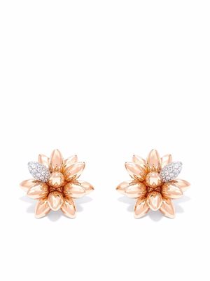 David Morris 18kt rose gold Hedgehog diamond large stud earrings - Pink