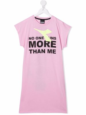 Diadora Junior TEEN slogan-print T-shirt dress - Pink