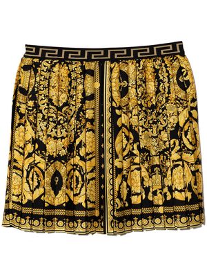 Versace Kids Barocco-print pleated skirt - Black