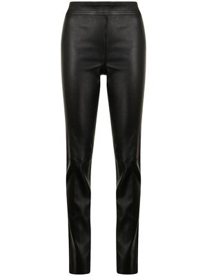 Helmut Lang slit-cuff leather trousers - Black