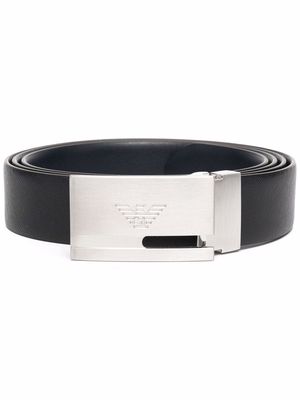 Emporio Armani logo-buckle leather belt - Black
