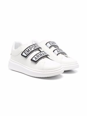 Emporio Armani Kids logo touch-strap sneakers - White