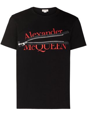 Alexander McQueen zipped logo T-shirt - Black