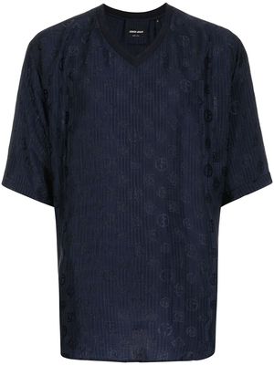 Giorgio Armani monogram-pattern T-shirt - Blue