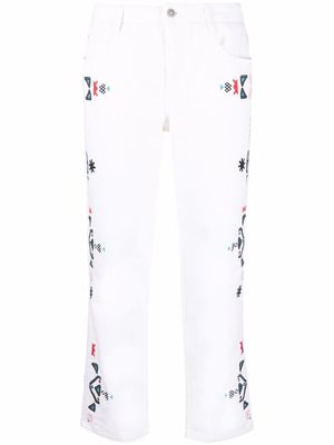 Ermanno Scervino embroidered cropped straight-leg jeans - White