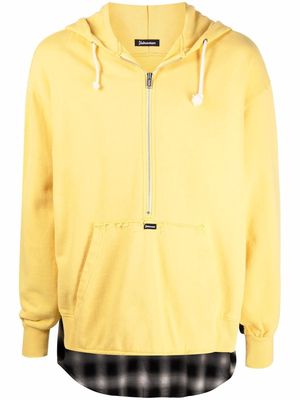 Undercoverism check-print panelled hoodie - Yellow