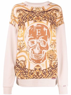 Philipp Plein baroque fleece-knit sweatshirt - Neutrals