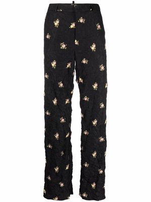 Dsquared2 creased floral-print trousers - Black