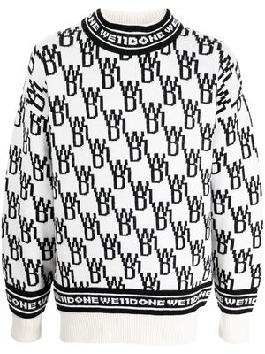 We11done all-over logo-knit jumper - White