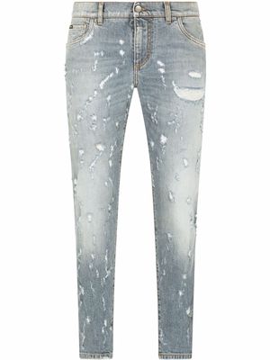 Dolce & Gabbana mid-rise distressed straight leg jeans - Blue