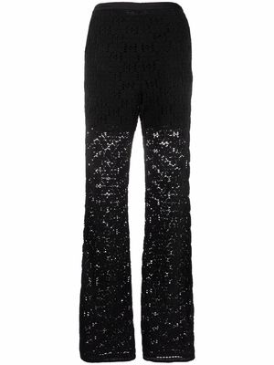 Jil Sander embroidered flared trousers - Black